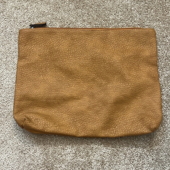 Free People Tan Faux Leather Wristlet Zipper Pouch - Picture 4 of 7